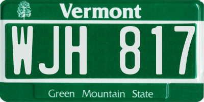 VT license plate WJH817