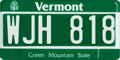VT license plate WJH818