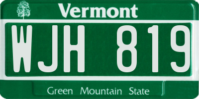 VT license plate WJH819