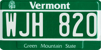 VT license plate WJH820