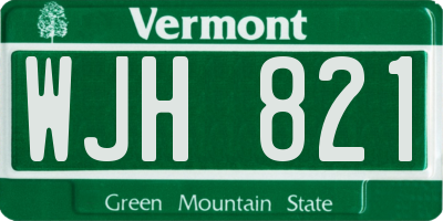 VT license plate WJH821