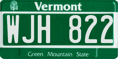 VT license plate WJH822