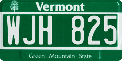 VT license plate WJH825