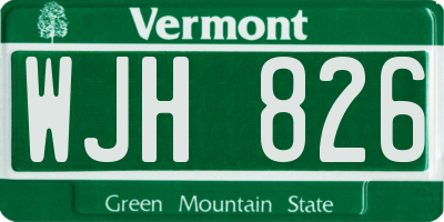 VT license plate WJH826