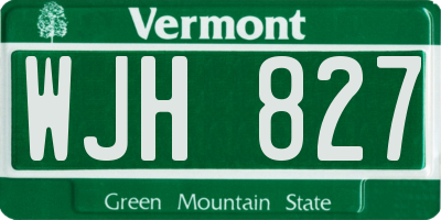 VT license plate WJH827