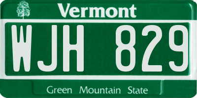 VT license plate WJH829