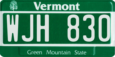 VT license plate WJH830
