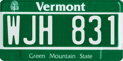 VT license plate WJH831