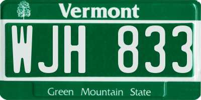 VT license plate WJH833
