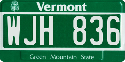 VT license plate WJH836