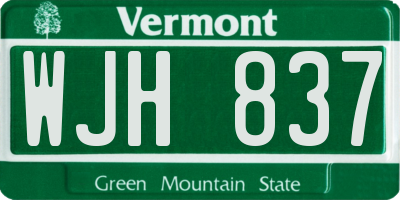 VT license plate WJH837