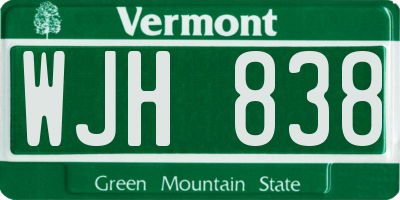 VT license plate WJH838