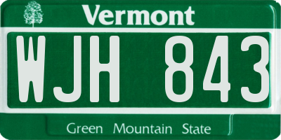 VT license plate WJH843