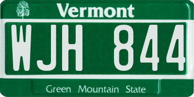 VT license plate WJH844