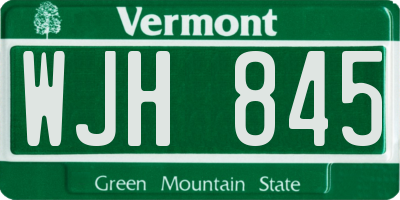 VT license plate WJH845