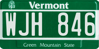 VT license plate WJH846