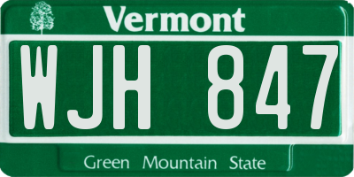 VT license plate WJH847