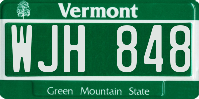 VT license plate WJH848