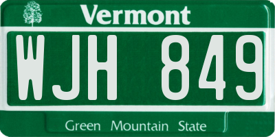 VT license plate WJH849