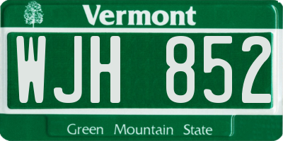 VT license plate WJH852