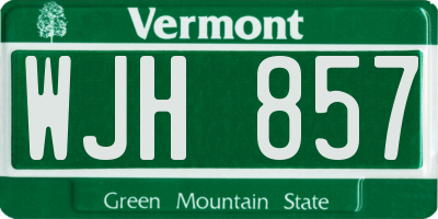 VT license plate WJH857