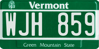 VT license plate WJH859