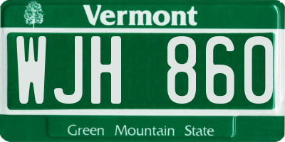 VT license plate WJH860