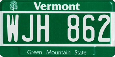 VT license plate WJH862