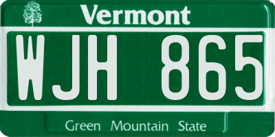 VT license plate WJH865
