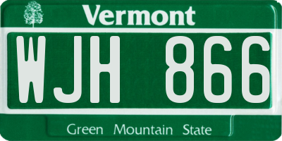 VT license plate WJH866
