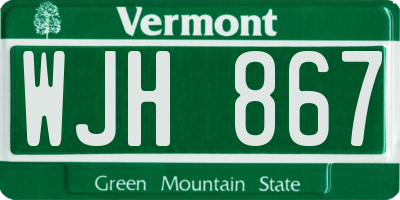 VT license plate WJH867