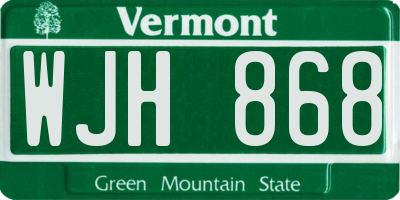 VT license plate WJH868