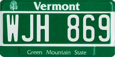 VT license plate WJH869