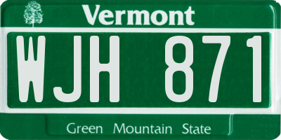 VT license plate WJH871