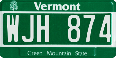 VT license plate WJH874