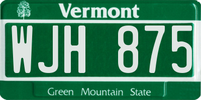 VT license plate WJH875