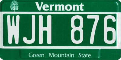 VT license plate WJH876