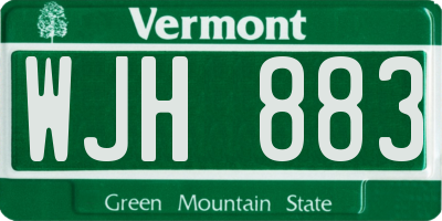 VT license plate WJH883