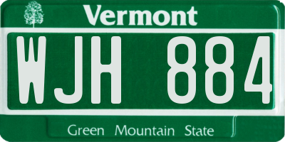 VT license plate WJH884