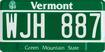 VT license plate WJH887