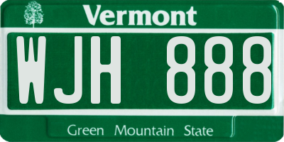 VT license plate WJH888