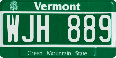 VT license plate WJH889