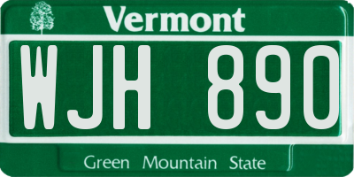 VT license plate WJH890