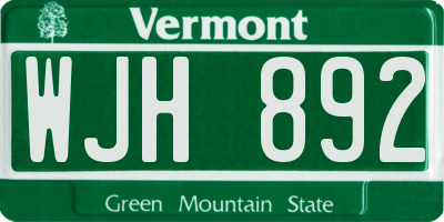 VT license plate WJH892
