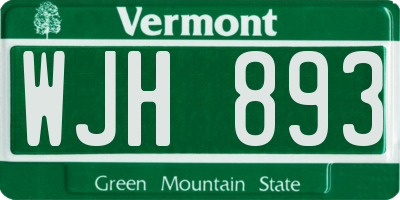 VT license plate WJH893