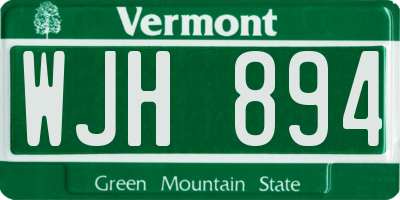 VT license plate WJH894