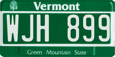 VT license plate WJH899