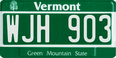 VT license plate WJH903
