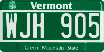 VT license plate WJH905