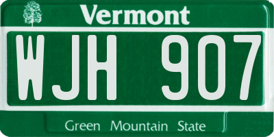 VT license plate WJH907